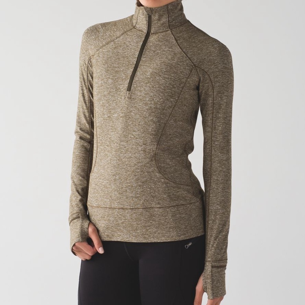 Lululemon Rush Hour 1/2 Zip Heathered Military Green W3AAQS size 6